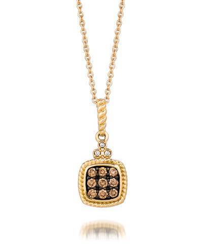 LeVian 14K Honey Gold Pendant with Chocolate Diamonds® 1/6 cttw and Vanilla Diamond® accents
