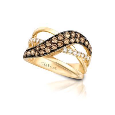 LeVian 14K Honey Gold Ring with Chocolate Diamonds® 3/4 cttw and Vanilla Diamonds® 1/4 cttw