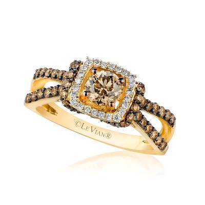 LeVian 14K Honey Gold Ring with Chocolate Diamonds® 1 cttw and Vanilla Diamonds® 1/10 cttw