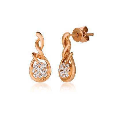 LeVian 14K Strawberry Gold® Earrings with Vanilla Diamonds® 1/3 cttw