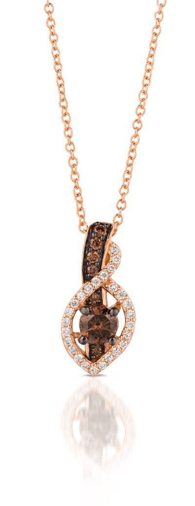 LeVian 14K Strawberry Gold® Pendant with Chocolate Diamonds® 1/4 cttw and Vanilla Diamonds® 1/10 cttw