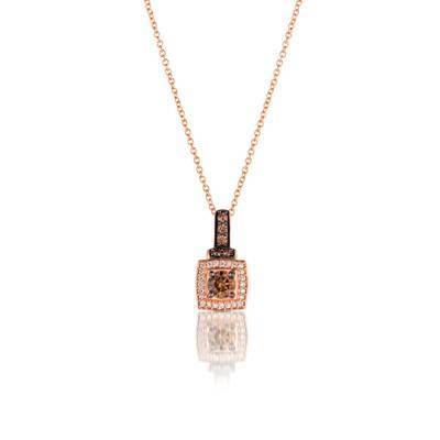 LeVian 14K Strawberry Gold® Pendant with Chocolate Diamonds® 3/8 cttw and Vanilla Diamonds® 1/10 cttw
