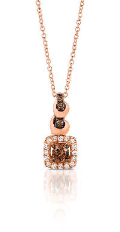 LeVian 14K Strawberry Gold® Pendant with Chocolate Diamonds® 1/5 cttw and Vanilla Diamonds® 1/10 cttw