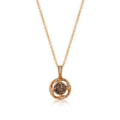 LeVian 14K Strawberry Gold® Pendant with Chocolate Diamonds® 1/4 cttw and Vanilla Diamonds® 1/20 cttw