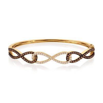LeVian 14K Honey Gold Bangle with Chocolate Diamonds® 1 3/8 cttw and Vanilla Diamonds® 3/8 cttw