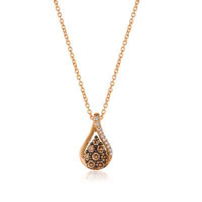 LeVian 14K Strawberry Gold® Pendant with Chocolate Diamonds® 1/3 cttw and Vanilla Diamonds® 1/20 cttw