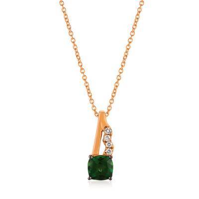 LeVian  14K Strawberry Gold® Pistachio Diopside® 3/4 ct Pendant with Vanilla Diamonds® 1/20 cttw
