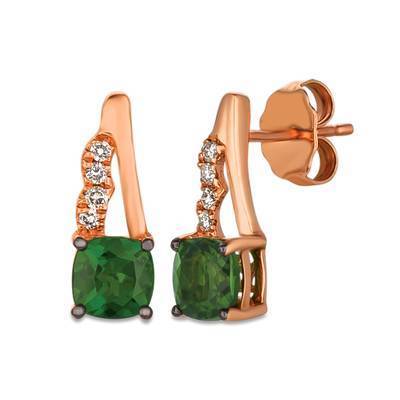 LeVian 14K Strawberry Gold® Pistachio Diopside® 7/8 cttw Earrings with Vanilla Diamonds® 1/15 cttw