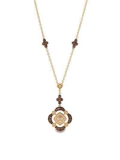 LeVian 14K Honey Gold Necklace with Vanilla Diamonds® 1/4 cttw, Chocolate Diamonds® 1/2 cttw