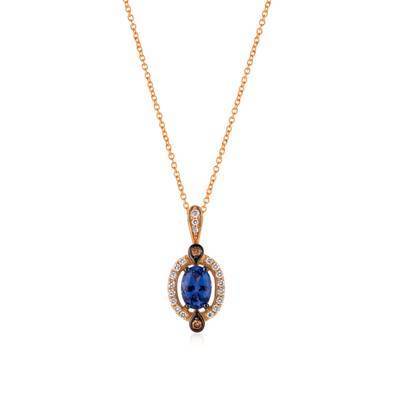 LeVian 14K Strawberry Gold® Blueberry Tanzanite® 5/8 ct Pendant with Chocolate Diamonds® 1/20 cttw and Vanilla Diamonds® 1/8 cttw