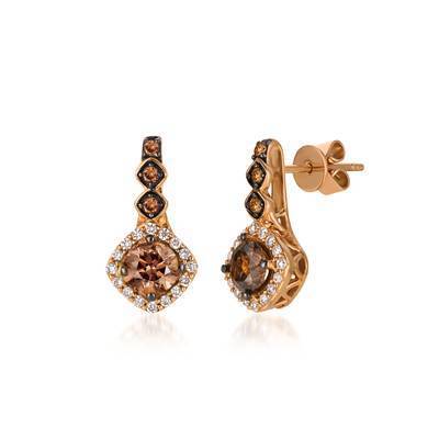 LeVian 14K Strawberry Gold® Earrings with Chocolate Diamonds® 1 cttw and Vanilla Diamonds® 1/5 cttw
