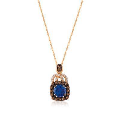 LeVian 14K Strawberry Gold® Blueberry Tanzanite® 5/8 ct Pendant with Chocolate Diamonds® 1/4 cttw, Vanilla Diamonds® 1/20 cttw
