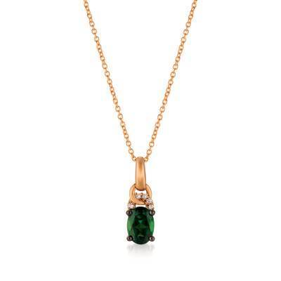 LeVian 14K Strawberry Gold® Pistachio Diopside® 5/8 cts. Pendant with Vanilla Diamonds®