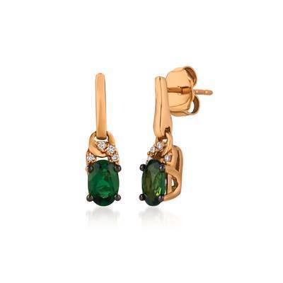 LeVian 14K Strawberry Gold® Pistachio Diopside® 3/4 cttw Earrings with Vanilla Diamonds®