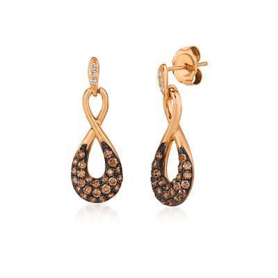 LeVian 14K Strawberry Gold® Earrings with Chocolate Diamonds® and Vanilla Diamonds®