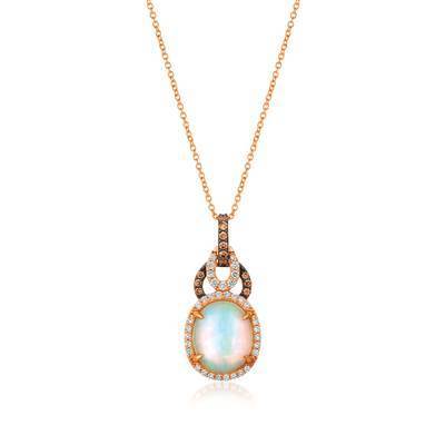 LeVian 14K Strawberry Gold® 2 1/2 ct Neopolitan Opal Pendant with Vanilla and Chocolate Diamonds®