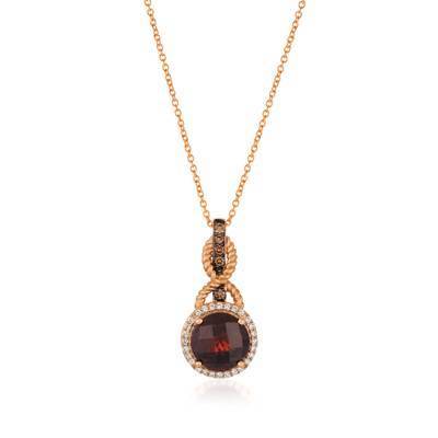 LeVian 14K Strawberry Gold® 2 3/4 ct Pomegranate Garnet Pendant with Chocolate Diamonds® 1/15 cts., Vanilla Diamonds® 1/8 cttw