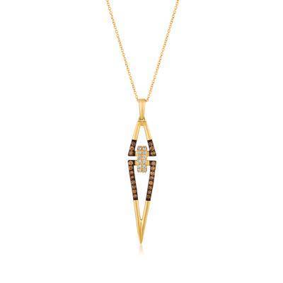 LeVian 14K Honey Gold Pendant with Chocolate Diamonds® 1/3 cttw, Vanilla Diamonds® 1/8 cttw