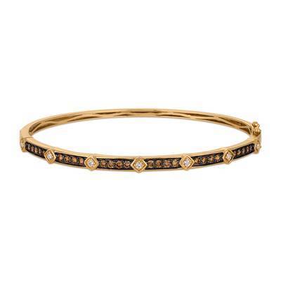 LeVian 14K Honey Gold Bangle with Chocolate Diamonds® 3/4 cttw, Vanilla Diamonds® 1/8 cttw