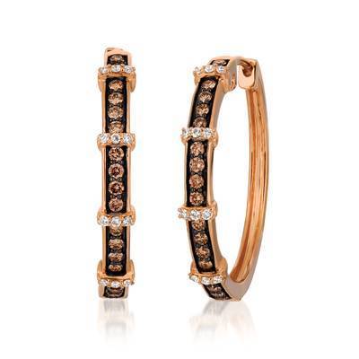 LeVian 14K Strawberry Gold® Earrings with Chocolate Diamonds® 1/2 cttw, Vanilla Diamonds® 1/8 cttw