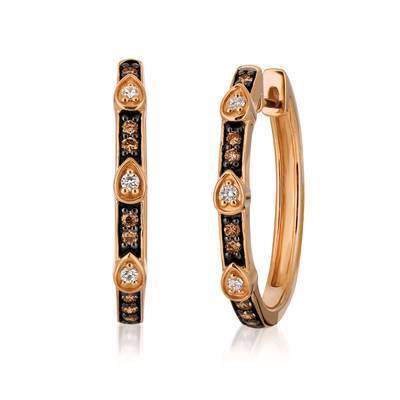 LeVian 14K Strawberry Gold® Earrings with Vanilla Diamonds® 1/10 cttw, Chocolate Diamonds® 1/4 cttw