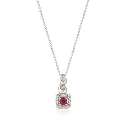LeVian 14k Vanilla Gold Passion Ruby Pendant with Vanilla Diamond Accents