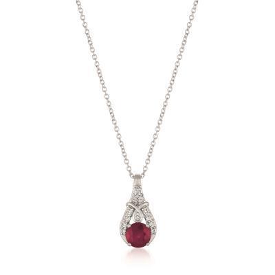 LeVian Passion Ruby Split Side Pendant with Vanilla Diamond Accents