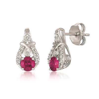 LeVian Passion Ruby Split Side Earrings with Vanilla Diamond Accents