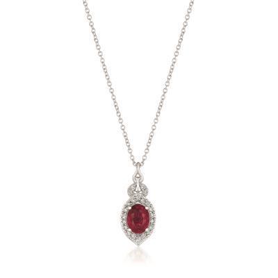 LeVian Passion Ruby Pendant with a Marquise Shaped Vanilla Diamond Halo