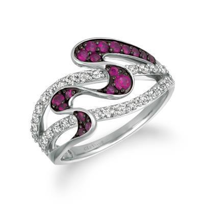 LeVian Passion Ruby and Vanilla Diamond Wave Pattern Fashion Ring