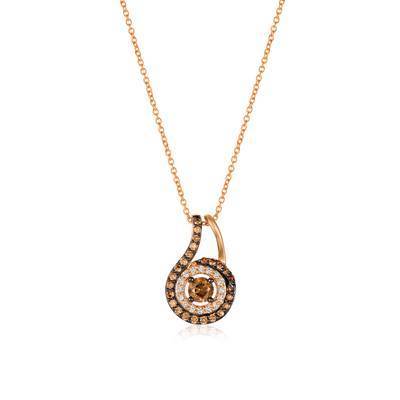LeVian 14K Strawberry Gold® Pendant with Chocolate Diamonds® 1/2 cttw, Vanilla Diamonds® 1/10 cttw