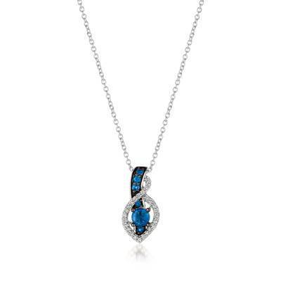 LeVian 14K Vanilla Gold® Blueberry Sapphire 1/3 cttw Pendant with Vanilla Diamonds® 1/10 cttw