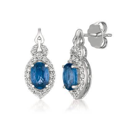 LeVian 14K Vanilla Gold® Blueberry Sapphire 1 cttw Earrings with Vanilla Diamonds® 1/4 cttw
