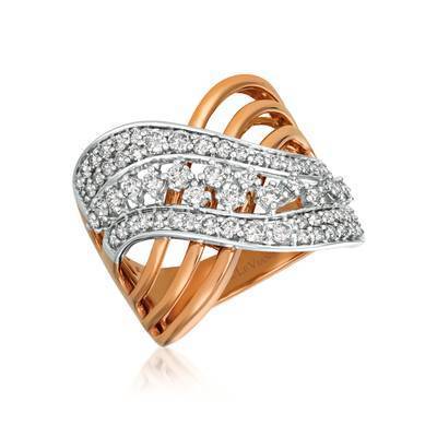 LeVian 14K Two Tone Gold Ring with Nude Diamonds 1 1/8 cttw