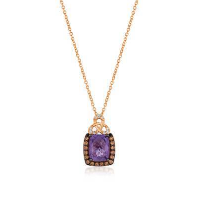 LeVian 14K Strawberry Gold® Grape Amethyst Pendant with Chocolate and Vanilla Diamonds®