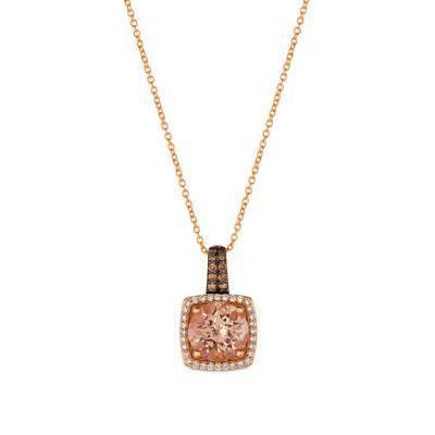 LeVian 14K Strawberry Gold® 2 ct Peach Morganite Pendant with Chocolate and Vanilla Diamonds®