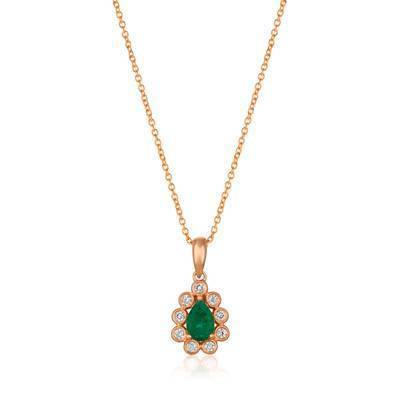 LeVian 14K Strawberry Gold® Costa Smeralda Emeralds Pendant with Vanilla Diamonds®