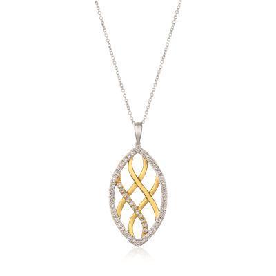 LeVian Vanilla Gold and Honey Gold Two Tone Pendant with Vanilla Diamonds