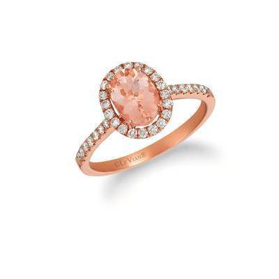 LeVian 14K Strawberry Gold® Peach Morganite 7/8 cttw Ring with Vanilla Diamonds® 1/3 cttw