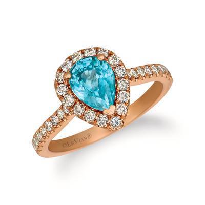 LeVian 14K Strawberry Gold® Blueberry Zircon 1 cts Ring with Nude Diamonds 1/2 cts