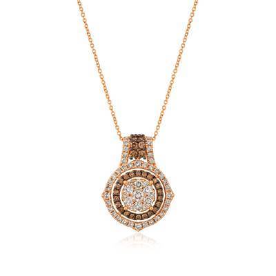 LeVian 14K Strawberry Gold® Pendant with 1 1/2 cttw Nude Diamonds and 1/2 cttw Chocolate Diamonds®