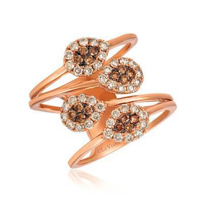 LeVian 14K Strawberry Gold® Ring with 1/3 cttw Chocolate Diamonds® and 3/4cttw Nude Diamonds