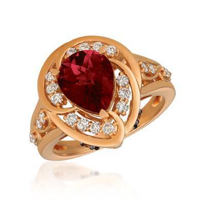 LeVian 14K Strawberry Gold® 2 5/8ct Pomegranate Garnet Ring with Chocolate Diamonds® and Nude Diamonds