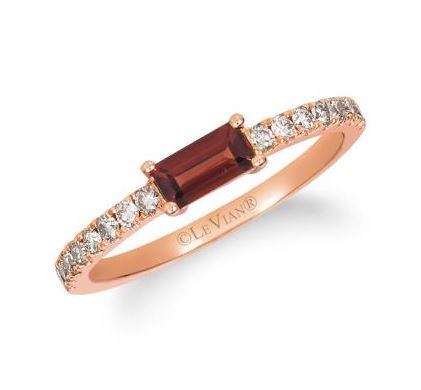 LeVian Pomegranate Garnet Ring with Nude Diamonds on the band
