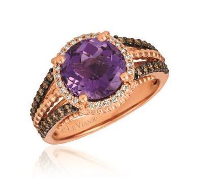 LeVian Grape Amethyst Ring set in Strawberry Gold with Chocolate and Vanilla Diamonds