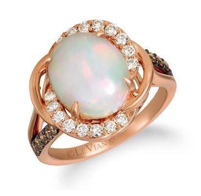 LeVian Neopolitan Opal Ring with Chocolate and Nude Diamonds