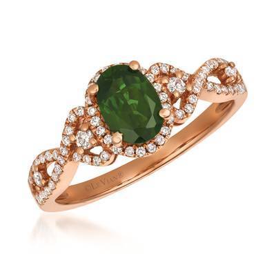 LeVian 14K Strawberry Gold® Pistachio Diopside® 5/8 ct Ring with Vanilla Diamonds® 1/4 cttw