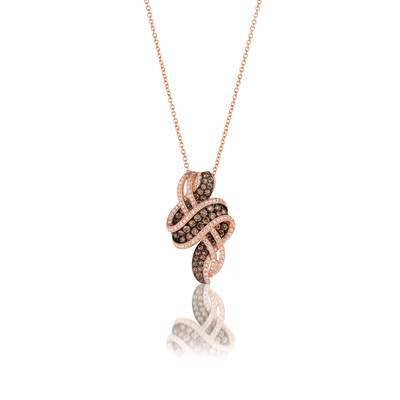 LeVian 14K Strawberry Gold® Pendant with Chocolate Diamonds® 5/8 cttw and Vanilla Diamonds® 1/3 cttw