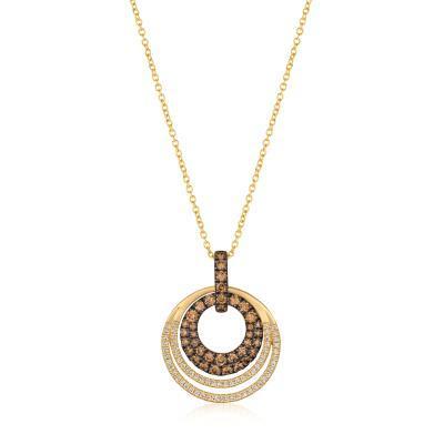 LeVian Triple Circle Honey Gold Chocolate and Vanilla Diamond Pendant