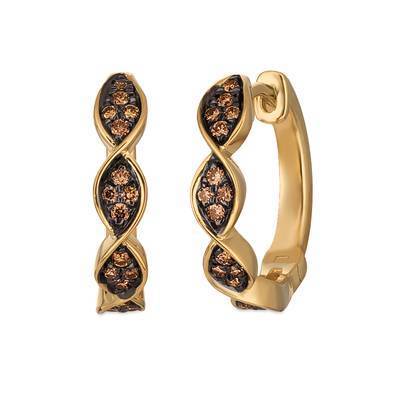LeVian 14K Honey Gold Earrings with Chocolate Diamonds® 1/4 cttw